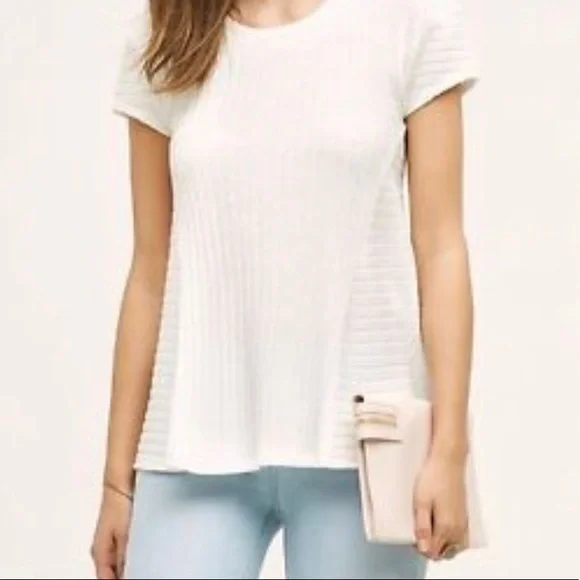 •Anthropologie• Bordeaux White Zipper shirt Sz M! - Picture 2 of 12